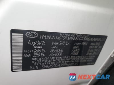 Zdjęcie 13 z 13 samochodu: 2023 HYUNDAI SANTA FE SEL PREMIUM VIN:5NMS3DAJ8PH619535 - miniatura