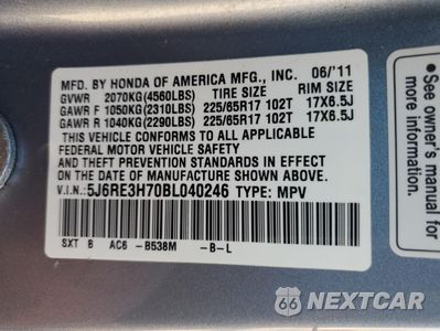 Zdjęcie 13 z 15 samochodu: 2011 HONDA CR-V EXL VIN:5J6RE3H70BL040246 - miniatura