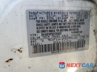 Zdjęcie 12 z 12 samochodu: 2014 NISSAN SENTRA S VIN:3N1AB7AP8EY259497 - miniatura