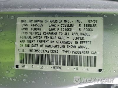 Zdjęcie 12 z 14 samochodu: 2007 HONDA ACCORD SE VIN:1HGCM56337A213384 - miniatura