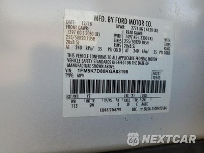 Zdjęcie 13 z 14 samochodu: 2019 FORD EXPLORER XLT VIN:1FM5K7D80KGA83198 - miniatura