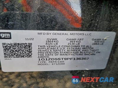 Zdjęcie 12 z 12 samochodu: 2023 CHEVROLET MALIBU LT VIN:1G1ZD5ST9PF136367 - miniatura