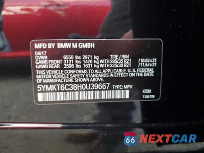 Zdjęcie 13 z 13 samochodu: 2017 BMW X5 M VIN:5YMKT6C38H0U39667 - miniatura