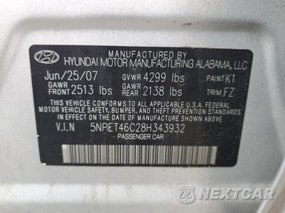 Zdjęcie 12 z 12 samochodu: 2008 HYUNDAI SONATA GLS VIN:5NPET46C28H343932 - miniatura