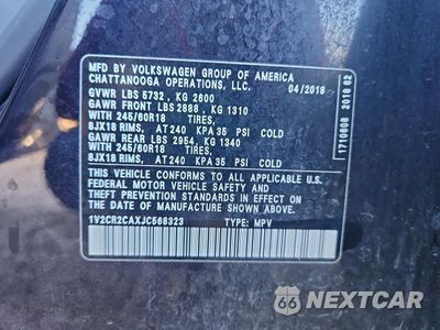 Zdjęcie 13 z 15 samochodu: 2018 VOLKSWAGEN ATLAS SE VIN:1V2CR2CAXJC568323 - miniatura