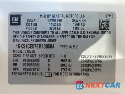 Zdjęcie 14 z 14 samochodu: 2014 GMC YUKON SLT VIN:1GKS1CE07ER100684 - miniatura