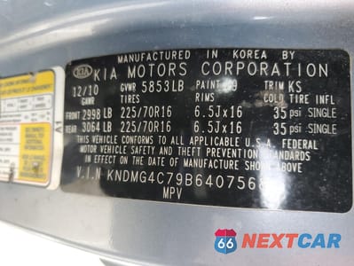 Zdjęcie 13 z 13 samochodu: 2011 KIA SEDONA LX VIN:KNDMG4C79B6407568 - miniatura