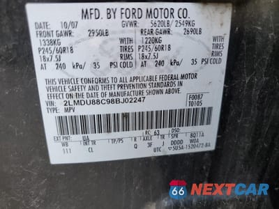 Zdjęcie 13 z 14 samochodu: 2008 LINCOLN TOWNHOUSE MKX VIN:2LMDU88C98BJ02247 - miniatura