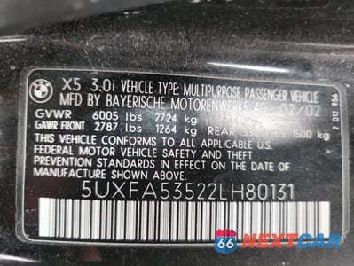 Zdjęcie 13 z 13 samochodu: 2002 BMW X5 3.0I VIN:5UXFA53522LH80131 - miniatura
