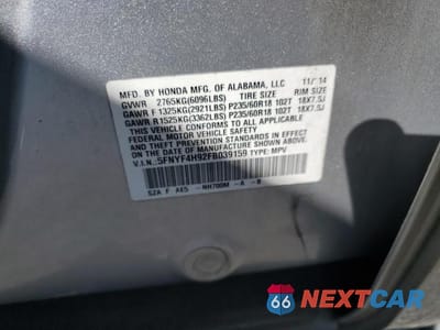 Zdjęcie 13 z 13 samochodu: 2015 HONDA PILOT TOURING VIN:5FNYF4H92FB039159 - miniatura