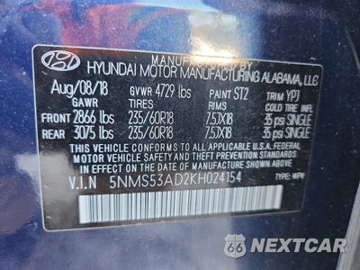Zdjęcie 13 z 14 samochodu: 2019 HYUNDAI SANTA FE LIMITED VIN:5NMS53AD2KH024154 - miniatura