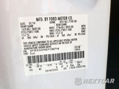 Zdjęcie 13 z 13 samochodu: 2014 FORD F150 SUPER CAB VIN:1FTFX1CF5EFC92714 - miniatura