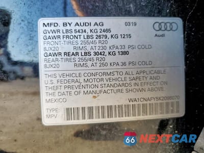 Zdjęcie 12 z 12 samochodu: 2019 AUDI Q5 PRESTIGE VIN:WA1CNAFY5K2086070 - miniatura