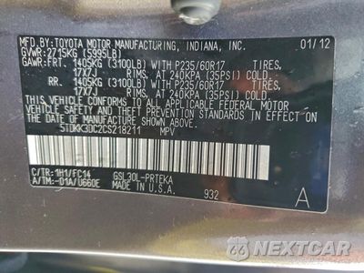 Zdjęcie 13 z 13 samochodu: 2012 TOYOTA SIENNA LE VIN:5TDKK3DC2CS218211 - miniatura