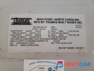 Zdjęcie 10 z 10 samochodu: 2012 CHEVROLET EXPRESS SCHOOL BUS VIN:1GB3G3BG5C1174413 - miniatura