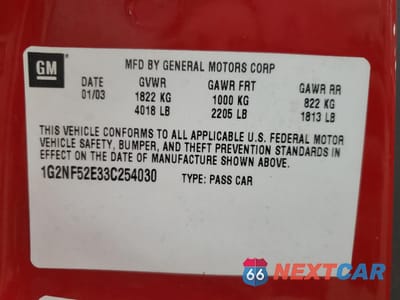 Zdjęcie 12 z 12 samochodu: 2003 PONTIAC GRAND AM SE1 VIN:1G2NF52E33C254030 - miniatura