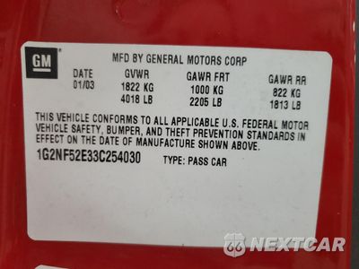Zdjęcie 12 z 12 samochodu: 2003 PONTIAC GRAND AM SE1 VIN:1G2NF52E33C254030 - miniatura