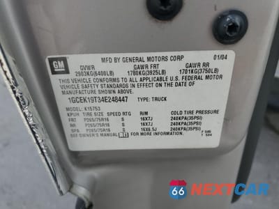 Zdjęcie 12 z 14 samochodu: 2004 CHEVROLET SILVERADO K1500 VIN:1GCEK19T34E248447 - miniatura