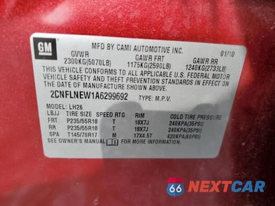 Zdjęcie 13 z 13 samochodu: 2010 CHEVROLET EQUINOX LT VIN:2CNFLNEW1A6299692 - miniatura