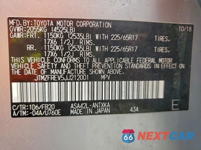 Zdjęcie 13 z 13 samochodu: 2018 TOYOTA RAV4 LE VIN:JTMZFREV5JJ212001 - miniatura