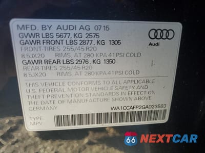 Zdjęcie 13 z 13 samochodu: 2016 AUDI SQ5 PREMIUM PLUS VIN:WA1CCAFP2GA023583 - miniatura