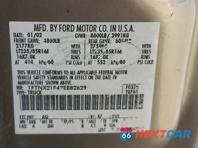 Zdjęcie 12 z 14 samochodu: 2002 FORD F250 SUPER DUTY VIN:1FTNX21F42EB82629 - miniatura