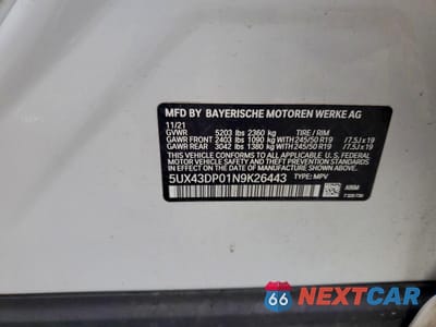 Zdjęcie 13 z 13 samochodu: 2022 BMW X3 SDRIVE30I VIN:5UX43DP01N9K26443 - miniatura