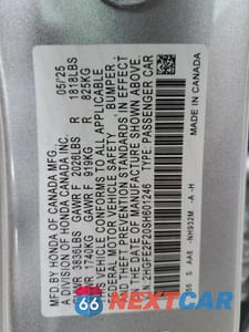 Zdjęcie 12 z 12 samochodu: 2025 HONDA CIVIC LX VIN:2HGFE2F20SH601246 - miniatura