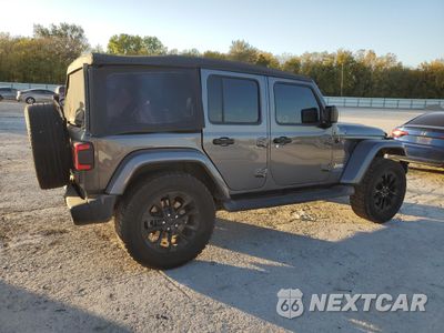 Trzecie zdjęcie samochodu z tyłu: 2021 JEEP WRANGLER UNLIMITED SAHARA 4XE VIN:1C4JJXP64MW676989 - miniatura