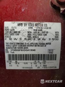 Zdjęcie 13 z 13 samochodu: 2013 FORD EXPLORER LIMITED VIN:1FM5K8F8XDGA13049 - miniatura