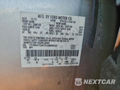 Zdjęcie 13 z 13 samochodu: 2013 FORD EXPLORER XLT VIN:1FM5K7D87DGB86525 - miniatura