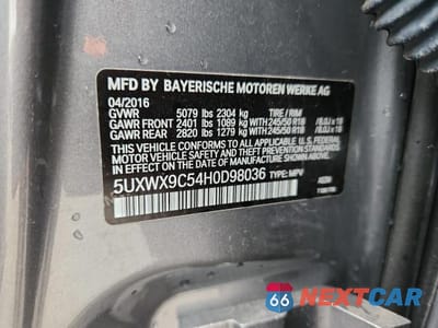 Zdjęcie 13 z 13 samochodu: 2017 BMW X3 XDRIVE28I VIN:5UXWX9C54H0D98036 - miniatura