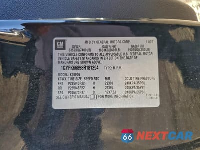 Zdjęcie 13 z 13 samochodu: 2008 CADILLAC ESCALADE ESV VIN:1GYFK66858R181294 - miniatura