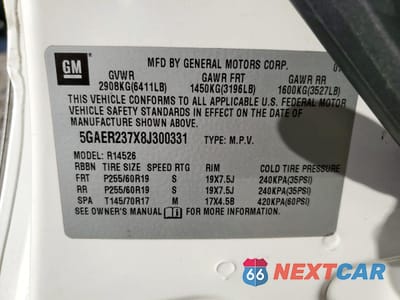 Zdjęcie 13 z 15 samochodu: 2008 BUICK ENCLAVE CXL VIN:5GAER237X8J300331 - miniatura