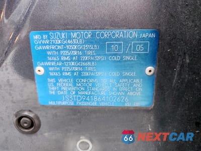 Zdjęcie 13 z 15 samochodu: 2006 SUZUKI GRAND VITARA VIN:JS3TD941864102626 - miniatura