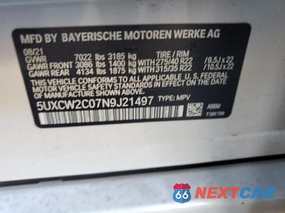 Zdjęcie 13 z 15 samochodu: 2022 BMW X7 XDRIVE40I VIN:5UXCW2C07N9J21497 - miniatura