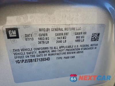 Zdjęcie 12 z 12 samochodu: 2014 CHEVROLET CRUZE ECO VIN:1G1PJ5SB1E7139343 - miniatura