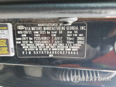 Zdjęcie 13 z 13 samochodu: 2012 KIA SORENTO BASE VIN:5XYKTDA66CG279401 - miniatura