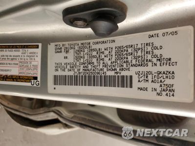 Zdjęcie 14 z 16 samochodu: 2005 LEXUS GX 470 VIN:JTJBT20X250096145 - miniatura