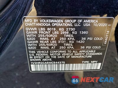 Zdjęcie 13 z 13 samochodu: 2021 VOLKSWAGEN ATLAS SE VIN:1V2HR2CA5MC544375 - miniatura