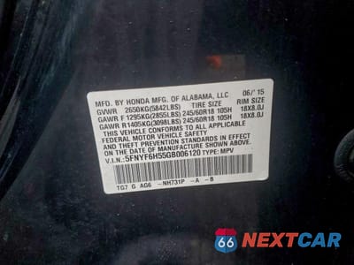 Zdjęcie 14 z 14 samochodu: 2016 HONDA PILOT EXL VIN:5FNYF6H55GB006120 - miniatura