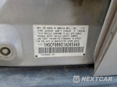 Zdjęcie 12 z 12 samochodu: 2001 HONDA ACCORD VALUE VIN:1HGCF86601A065949 - miniatura