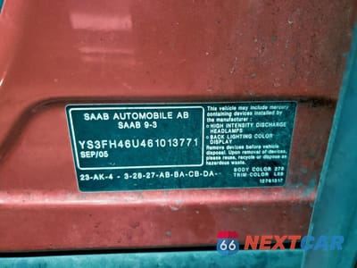 Zdjęcie 12 z 12 samochodu: 2006 SAAB 9-3 AERO VIN:YS3FH46U461013771 - miniatura