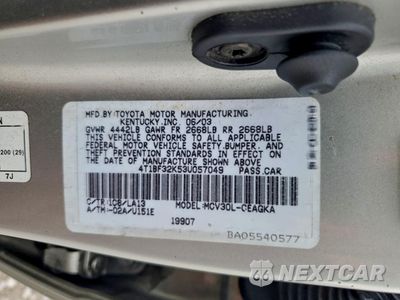 Zdjęcie 12 z 12 samochodu: 2003 TOYOTA CAMRY LE VIN:4T1BF32K53U057049 - miniatura