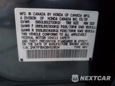 Zdjęcie 13 z 13 samochodu: 2006 HONDA PILOT EX VIN:2HKYF18436H531624 - miniatura