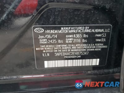 Zdjęcie 12 z 12 samochodu: 2014 HYUNDAI SONATA GLS VIN:5NPEB4AC2EH875347 - miniatura