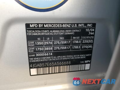 Zdjęcie 13 z 15 samochodu: 2005 MERCEDES-BENZ ML 350 VIN:4JGAB57E65A566688 - miniatura