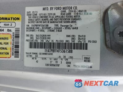 Zdjęcie 13 z 13 samochodu: 2015 FORD MUSTANG GT VIN:1FATP8FF4F5361588 - miniatura