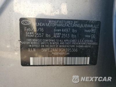 Zdjęcie 12 z 12 samochodu: 2016 HYUNDAI SONATA BASE VIN:5NPE24AF9GH395366 - miniatura