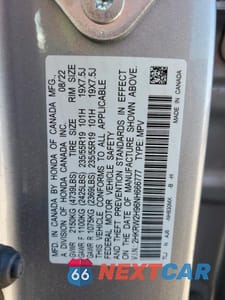 Zdjęcie 13 z 13 samochodu: 2022 HONDA CR-V TOURING VIN:2HKRW2H96NH666777 - miniatura